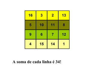 A soma de cada linha é  34! 