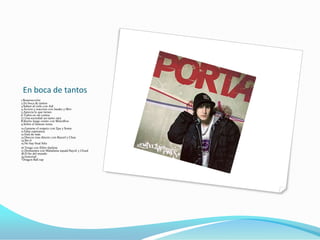 En boca de tantos
1.Resurrección
2.En boca de tantos
3.Suben al cielo con Aid
4.Accion y reaccion con Isusko y Sbrv
5.Aprecia lo que tienes
6.Todos en mi contra
[7.Una sociedad un tanto rara
8.Siento luego existo con Shinoflow
9.Sobre el famoso tema
10.Ganarse el respeto con Zpu y Soma
11.Falsa esperanza
12.Está de más
13.Directo tras directo con Bazzel y Chus
14.Sin tí
15.No hay final feliz
16.Tengo con Ehler danloss
17.Demuestra con Malafama squad,Nayck y Cloud
18.El fin del mundo
19.Inmortal
*Dragon Ball rap
 
