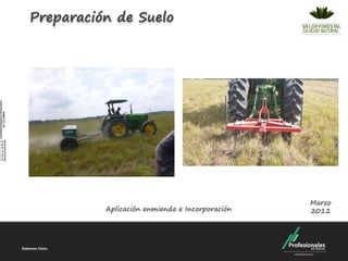 Preparación de Suelo




                                                Marzo
          Aplicación enmienda e Incorporación   2012
 