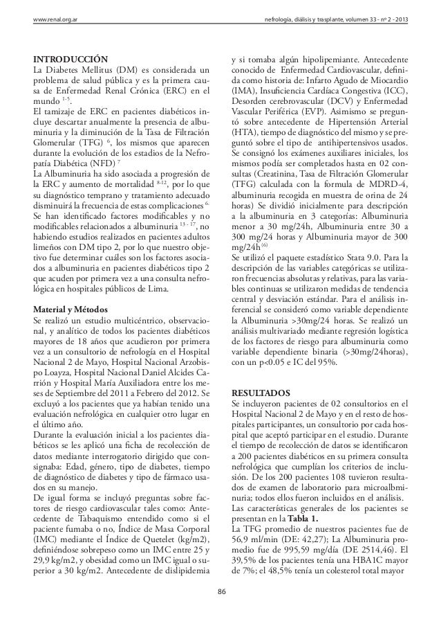 Albuminuria en pacientes diabeticos en Lima Albuminuria en pacientes diabeticos en Lima
