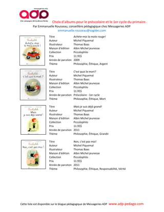 Liste d'albums coups de coeur pour le préscolaire et le 1er cycle du ...