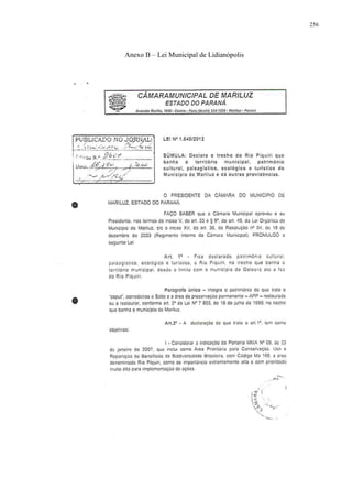 256
Anexo B – Lei Municipal de Lidianópolis
 