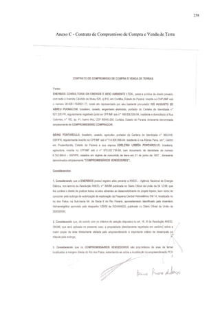 258
Anexo C - Contrato de Compromisso de Compra e Venda de Terra
 