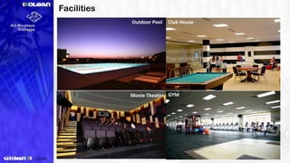 Facilities
Outdoor Pool Club House
Movie Theater GYM
 