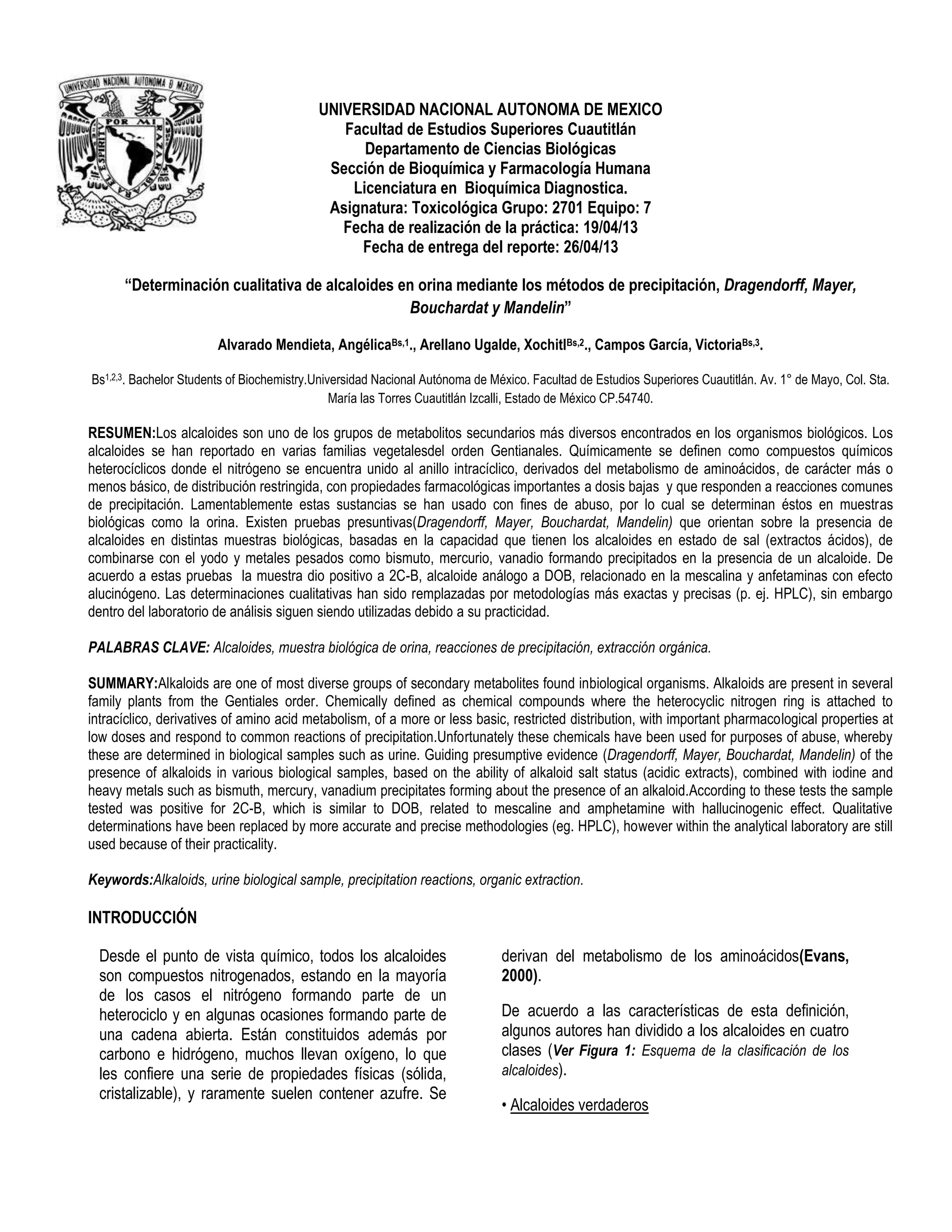 Alcaloides reporte (1) | DOCX