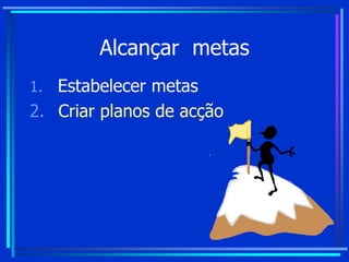 Alcançar metas
1. Estabelecer metas
2. Criar planos de acção
 