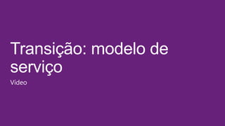 Transição: modelo de
serviço
Vídeo
 