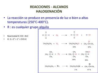 Halogenacion Caracteristicas y reacciones de los Alcanos | PDF