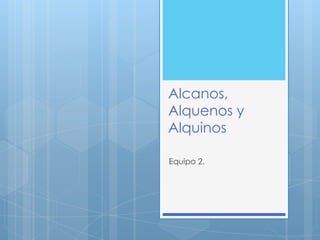 Alcanos,
Alquenos y
Alquinos
Equipo 2.
 