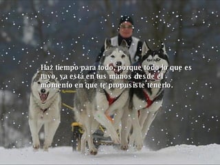 Haz tiempo para todo, porque todo lo que es tuyo,   ya está en tus manos desde el momento en que te   propusiste tenerlo. 