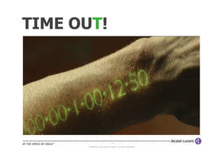 TIME OUT!




                                14

       COPYRIGHT © 2012 ALCATEL-LUCENT. ALL RIGHTS RESERVED.
 