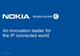 An innovation leader for
the IP connected world
Nokia & Alcatel-Lucent © 2015 1
 