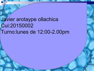 Javier arotaype ollachica
Cui:20150002
Turno:lunes de 12:00-2.00pm
 