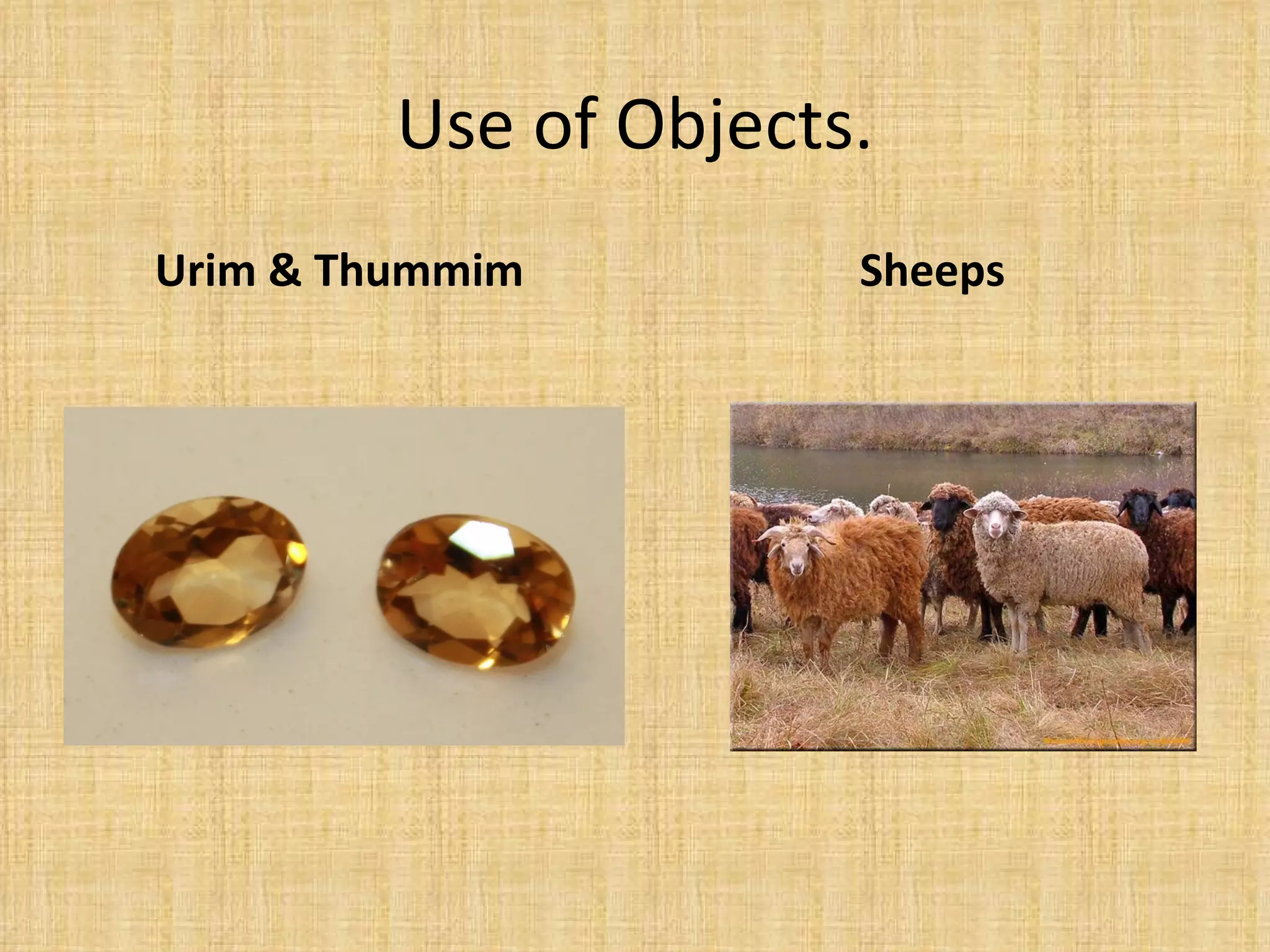 Use of Objects. Urim & Thummim Sheeps 