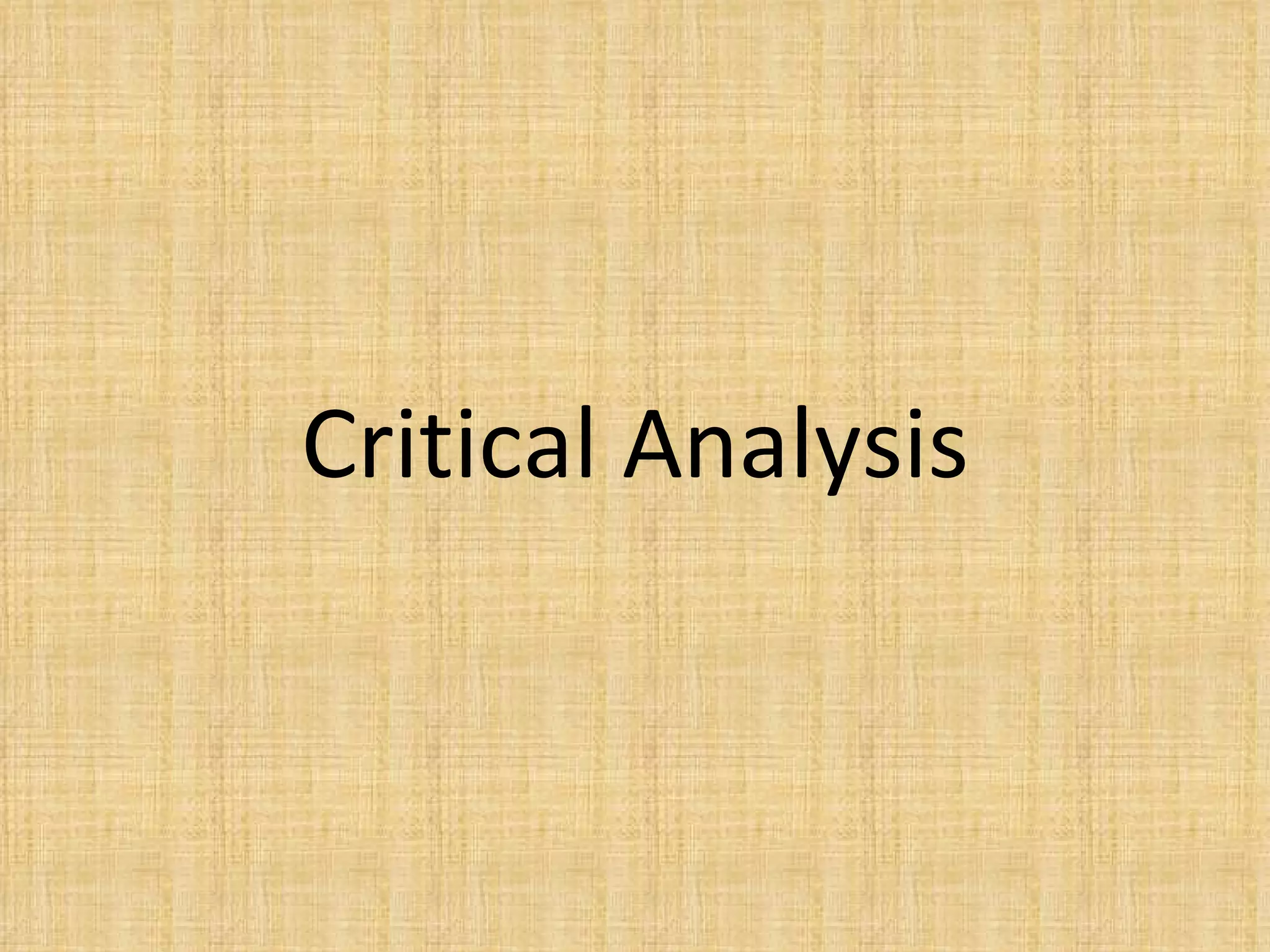 Critical Analysis 