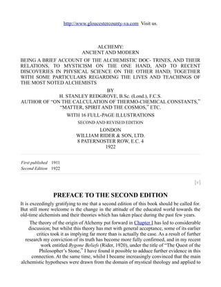 Alchemy Ancient and Modern | PDF