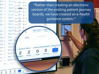 28
“Rather than creating an electronic
version of the existing patient journey
boards, we have created an e-health
guidance system.”
 
