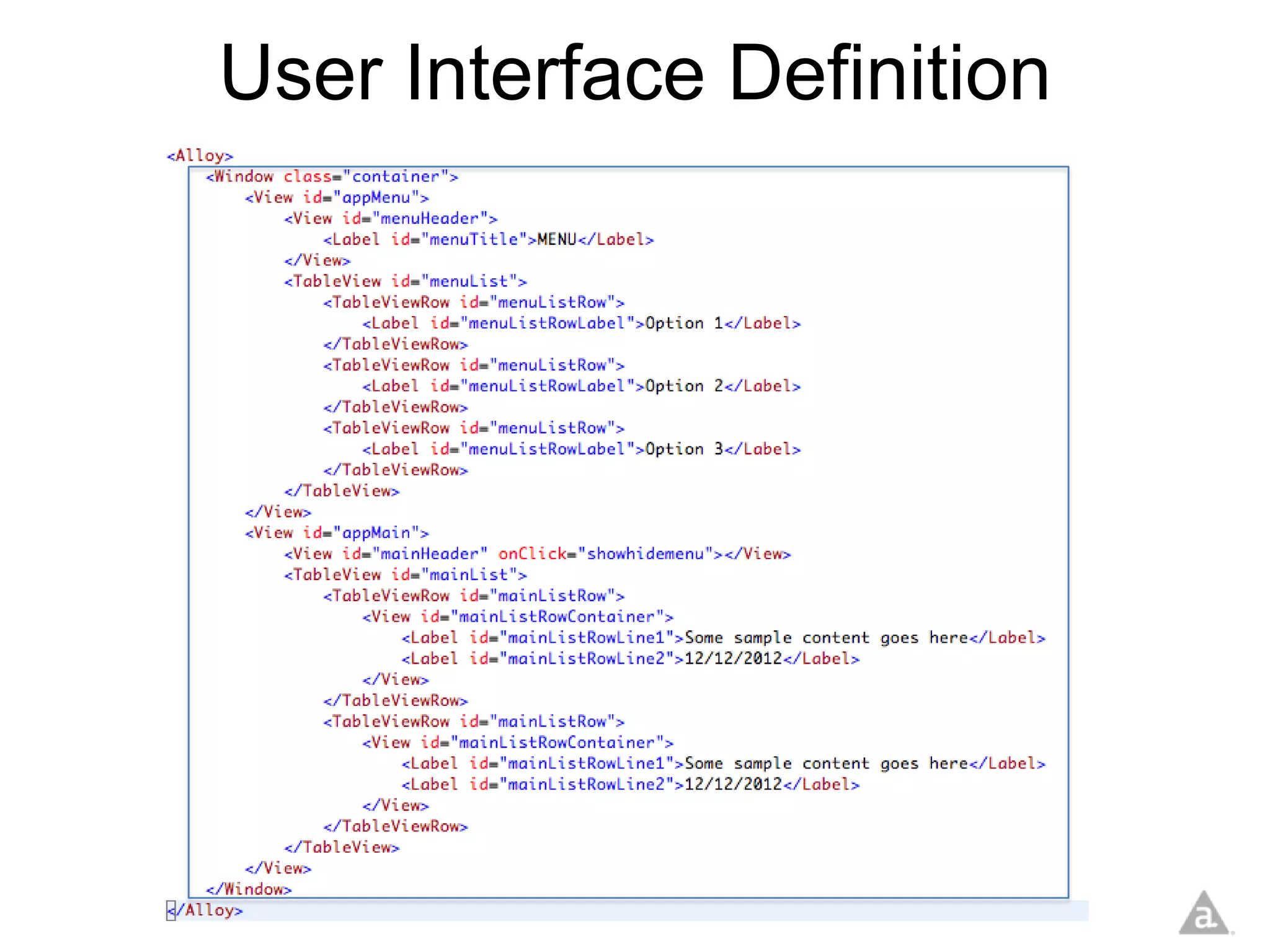 User Interface Definition
 
