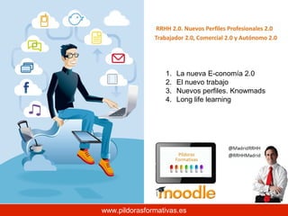 1.
2.
3.
4.

La nueva E-conomía 2.0
El nuevo trabajo
Nuevos perfiles. Knowmads
Long life learning

www.pildorasformativas.es

 