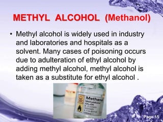 Volatile Poisons (Ethanol , Methanol)