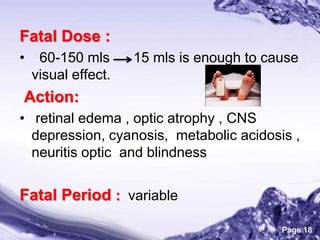Volatile Poisons (Ethanol , Methanol)