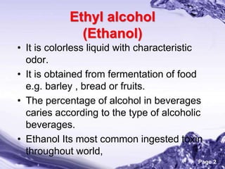 Volatile Poisons (Ethanol , Methanol)