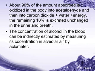 Volatile Poisons (Ethanol , Methanol)