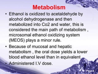 Volatile Poisons (Ethanol , Methanol)
