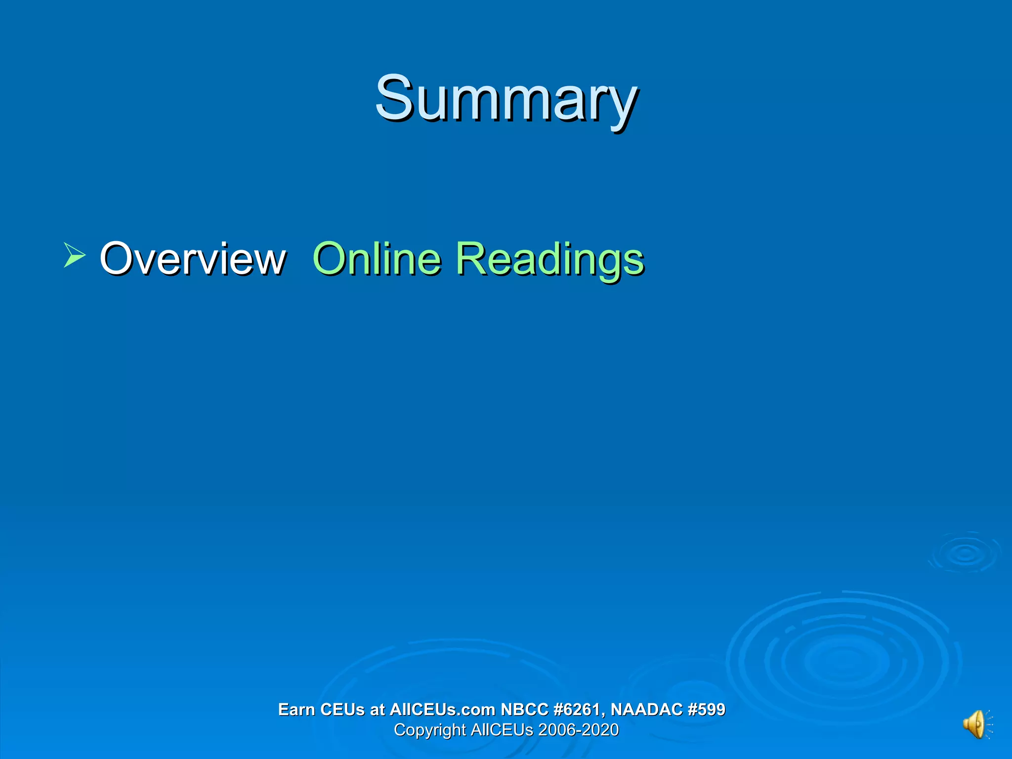 Summary Overview Online Readings