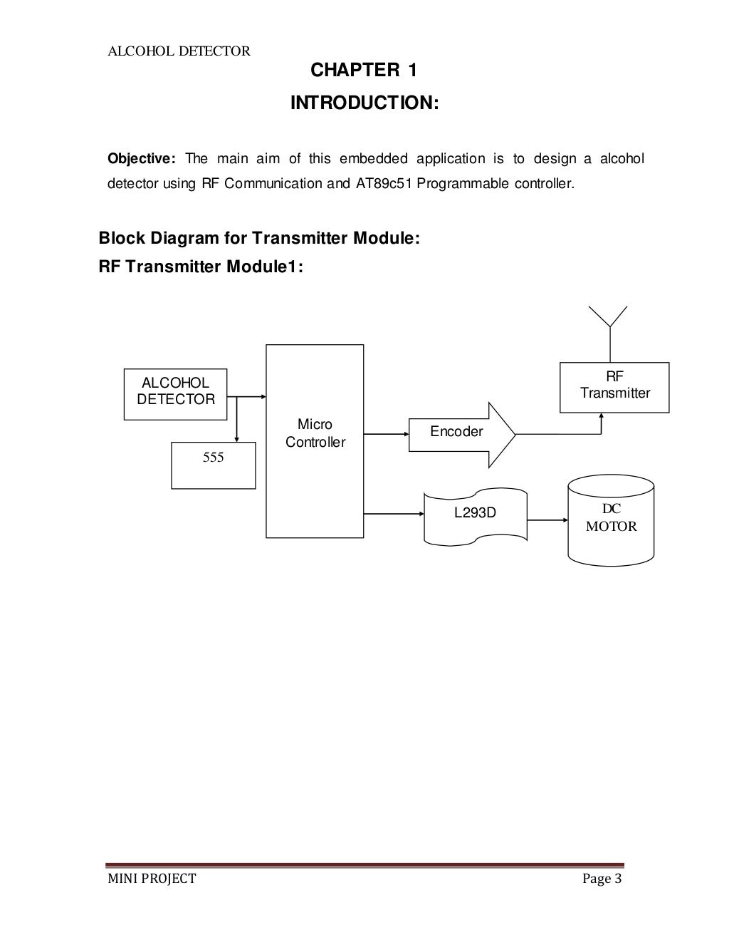Alcohol Sensing Alert with Engine Locking Project