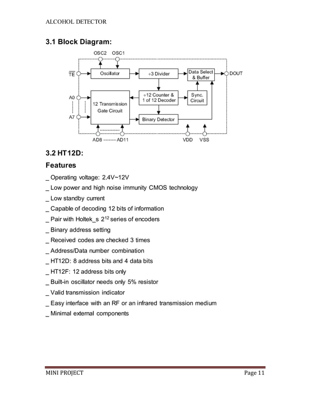 Alcohol Sensing Alert with Engine Locking Project PDF