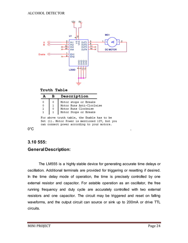 Alcohol Sensing Alert with Engine Locking Project