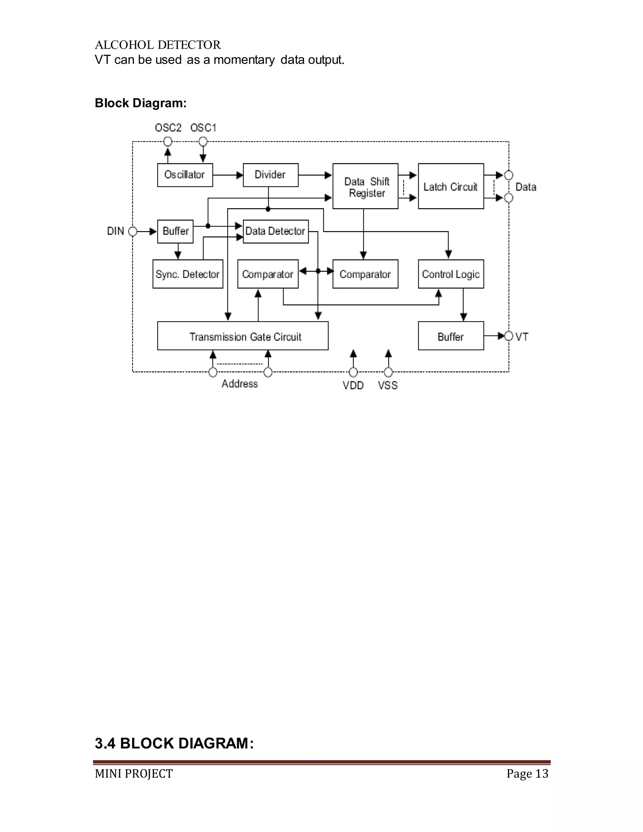 Alcohol Sensing Alert with Engine Locking Project PDF
