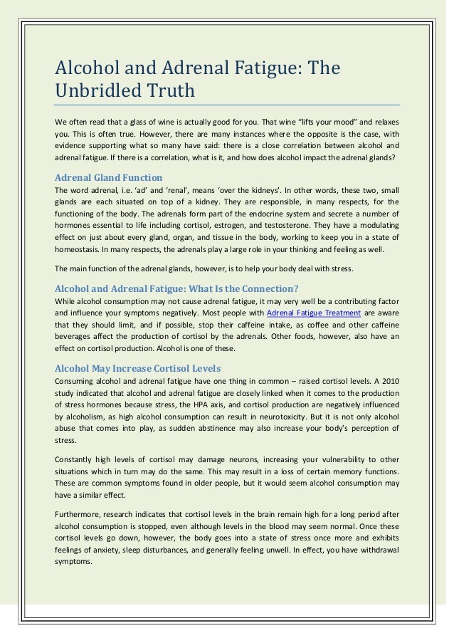 How Do Various Cortisol Levels Impact >> Alcohol And Adrenal Fatigue The Unbridled Truth How Do Various Cortisol Levels Impact >> Alcohol And Adrenal Fatigue The Unbridled Truth