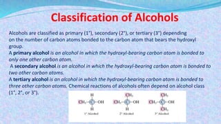 Alcohol Classification Alcohol and ethers | PPTX