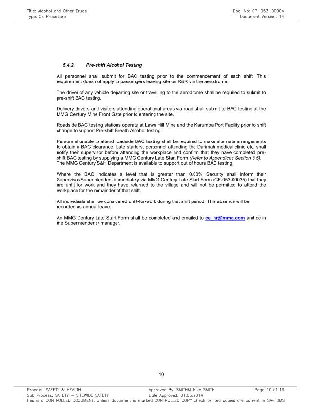 Alcohol And Other Drugs Procedure 1 Alcohol And Other Drugs Procedure 1