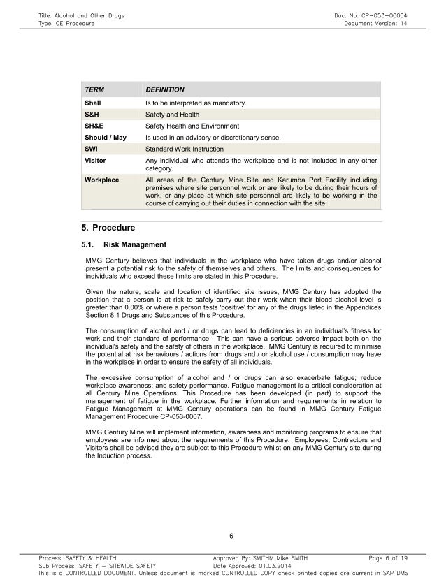 Alcohol And Other Drugs Procedure 1
