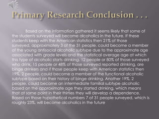 Primary Research Conclusion . . .<br />Based on the information gathered it seems likely that some of the students surveye...