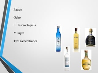 Patron
Ocho
El TesoroTequila
Milagro
Tres Generationes
 