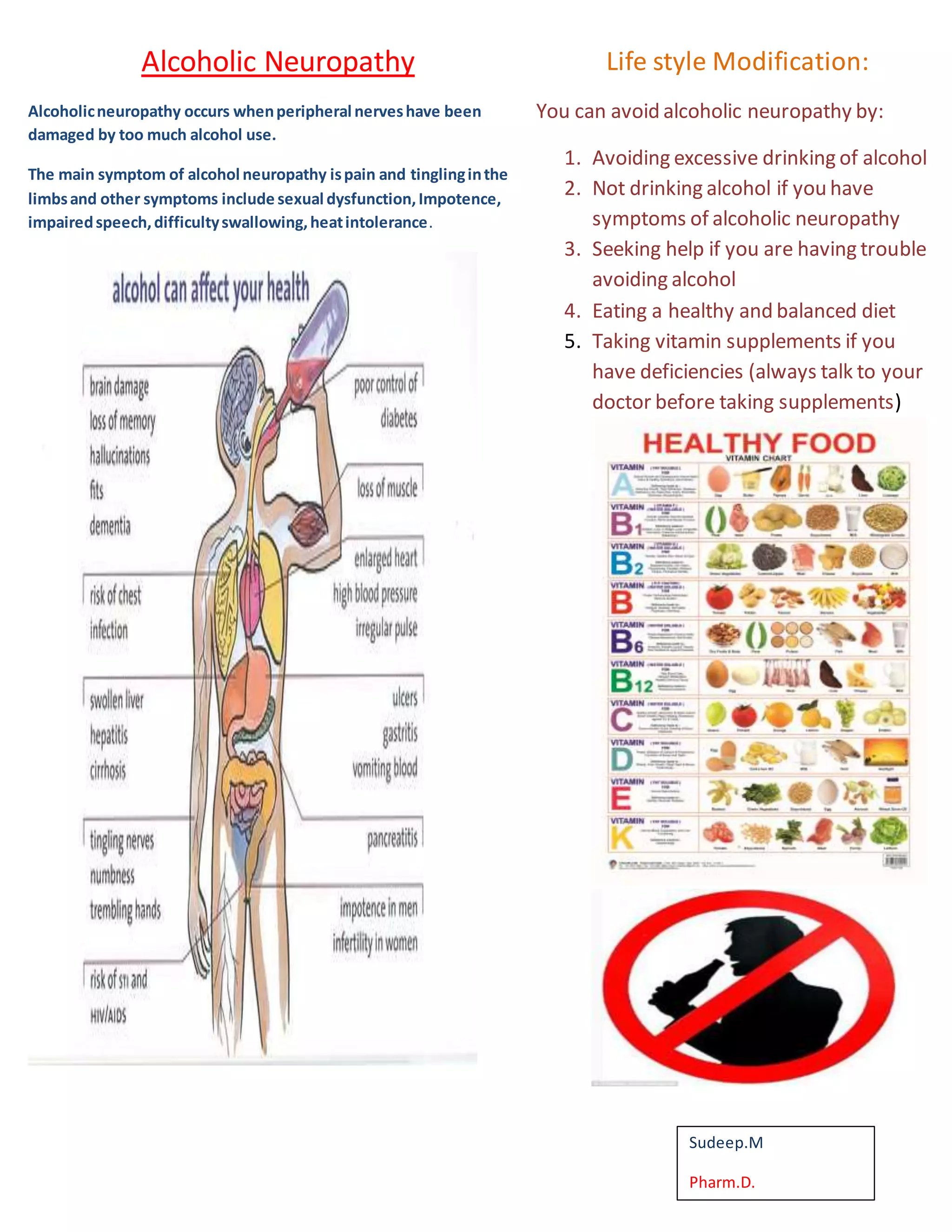 Leaflet for Alcoholic neuropathy patients Sudeep.(Pharm.D.) PDF