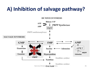 A) Inhibition of salvage pathway?
PRPP Synthetase
46Namrata Chhabra, M.D.Biochemistry
 