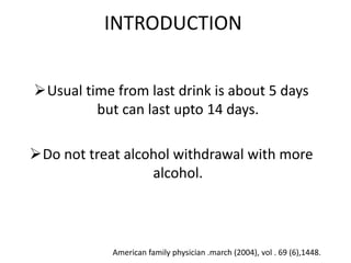 Alcohol intoxication & withdrawal | PPT