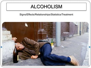 ALCOHOLISM
Signs/Effects/Relationships/Statistics/Treatment
 