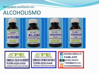 Remedios auxiliares en:
ALCOHOLISMO
 