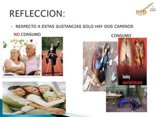  RESPECTO A ESTAS SUSTANCIAS SOLO HAY DOS CAMINOS
NO CONSUMO CONSUMO
 