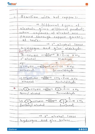 Alcohol, Phenol & Ether - Chemistry Handwritten Notes | PDF