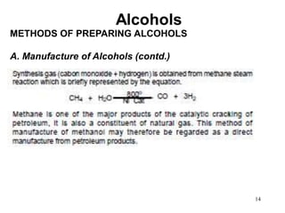 14
METHODS OF PREPARING ALCOHOLS
A. Manufacture of Alcohols (contd.)
 