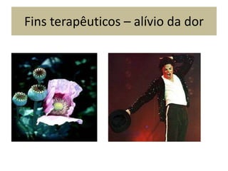 Fins terapêuticos – alívio da dor
 