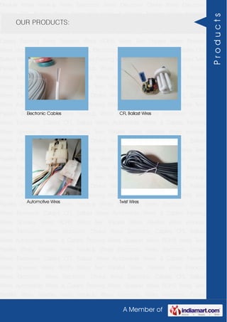 A Member of
Flexible Wires Hookup Wires Electronic Wires Electronic Choke Wires Electronic
Cables CFL Ballast Wires Automobile Wires & Cables Packing Wires Speaker
Wires ROHS Wires Twin Parallel Wires Flexible Wires Hookup Wires Electronic
Wires Electronic Choke Wires Electronic Cables CFL Ballast Wires Automobile Wires &
Cables Packing Wires Speaker Wires ROHS Wires Twin Parallel Wires Flexible
Wires Hookup Wires Electronic Wires Electronic Choke Wires Electronic Cables CFL
Ballast Wires Automobile Wires & Cables Packing Wires Speaker Wires ROHS Wires Twin
Parallel Wires Flexible Wires Hookup Wires Electronic Wires Electronic Choke
Wires Electronic Cables CFL Ballast Wires Automobile Wires & Cables Packing
Wires Speaker Wires ROHS Wires Twin Parallel Wires Flexible Wires Hookup
Wires Electronic Wires Electronic Choke Wires Electronic Cables CFL Ballast
Wires Automobile Wires & Cables Packing Wires Speaker Wires ROHS Wires Twin
Parallel Wires Flexible Wires Hookup Wires Electronic Wires Electronic Choke
Wires Electronic Cables CFL Ballast Wires Automobile Wires & Cables Packing
Wires Speaker Wires ROHS Wires Twin Parallel Wires Flexible Wires Hookup
Wires Electronic Wires Electronic Choke Wires Electronic Cables CFL Ballast
Wires Automobile Wires & Cables Packing Wires Speaker Wires ROHS Wires Twin
Parallel Wires Flexible Wires Hookup Wires Electronic Wires Electronic Choke
Wires Electronic Cables CFL Ballast Wires Automobile Wires & Cables Packing
Wires Speaker Wires ROHS Wires Twin Parallel Wires Flexible Wires Hookup
Wires Electronic Wires Electronic Choke Wires Electronic Cables CFL Ballast
Wires Automobile Wires & Cables Packing Wires Speaker Wires ROHS Wires Twin
Parallel Wires Flexible Wires Hookup Wires Electronic Wires Electronic Choke
Wires Electronic Cables CFL Ballast Wires Automobile Wires & Cables Packing
Wires Speaker Wires ROHS Wires Twin Parallel Wires Flexible Wires Hookup
Wires Electronic Wires Electronic Choke Wires Electronic Cables CFL Ballast
Wires Automobile Wires & Cables Packing Wires Speaker Wires ROHS Wires Twin
Parallel Wires Flexible Wires Hookup Wires Electronic Wires Electronic Choke
Wires Electronic Cables CFL Ballast Wires Automobile Wires & Cables Packing
Wires Speaker Wires ROHS Wires Twin Parallel Wires Flexible Wires Hookup
Wires Electronic Wires Electronic Choke Wires Electronic Cables CFL Ballast
Wires Automobile Wires & Cables Packing Wires Speaker Wires ROHS Wires Twin
Parallel Wires Flexible Wires Hookup Wires Electronic Wires Electronic Choke
OUR PRODUCTS:
Electronic Cables CFL Ballast Wires
Automotive Wires Twist Wires
Products
 