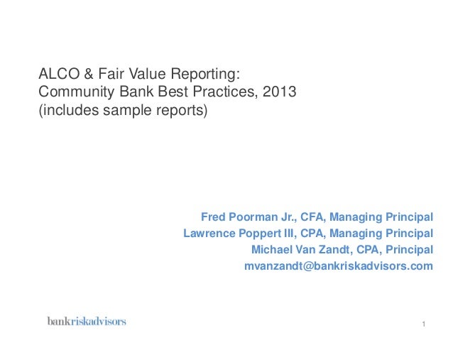 Alco Reporting Best Practices Community Banks 2013